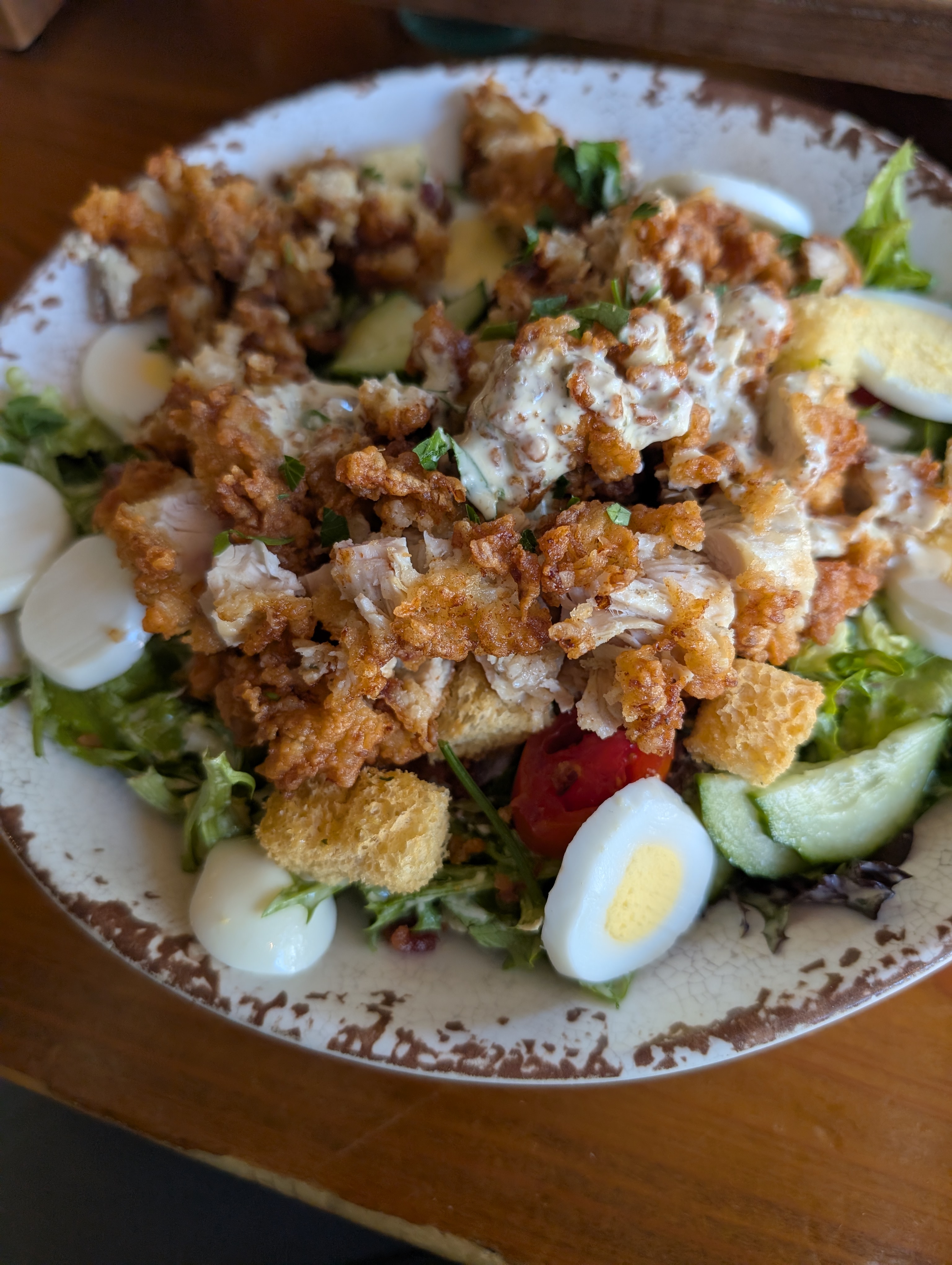 Fried Chicken Salad with homemade Ranch